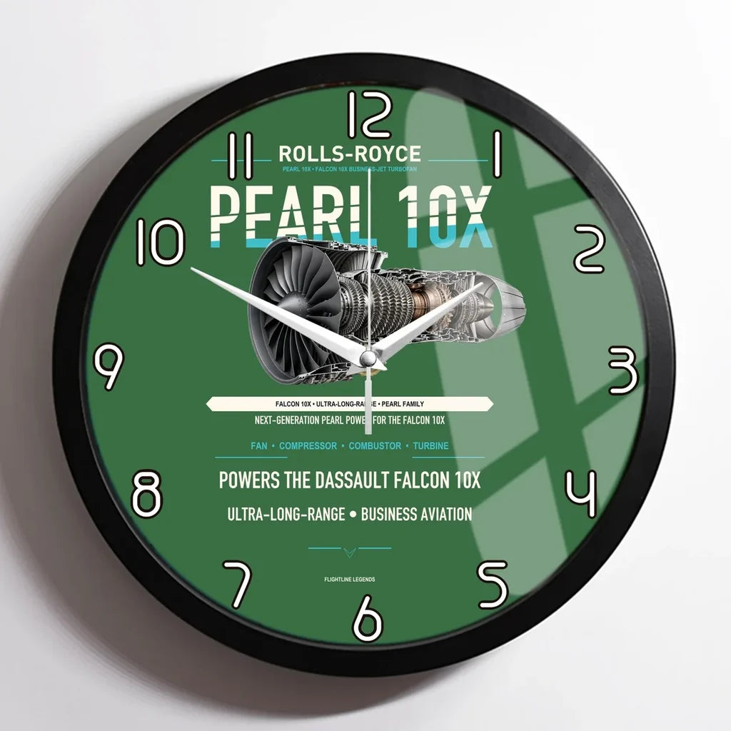 PEARL 10X design on green framed wall clock
