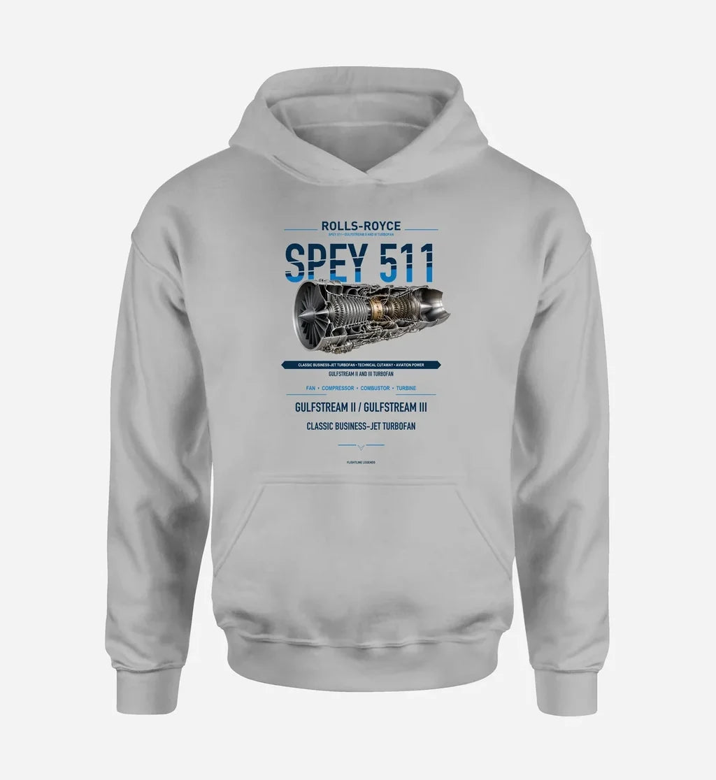 SPEY 511 design on light gray hoodie single side