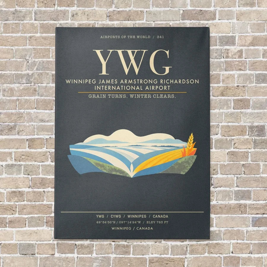 Winnipeg James Armstrong Richardson International Airport YWG - Canvas Framed - Gray
