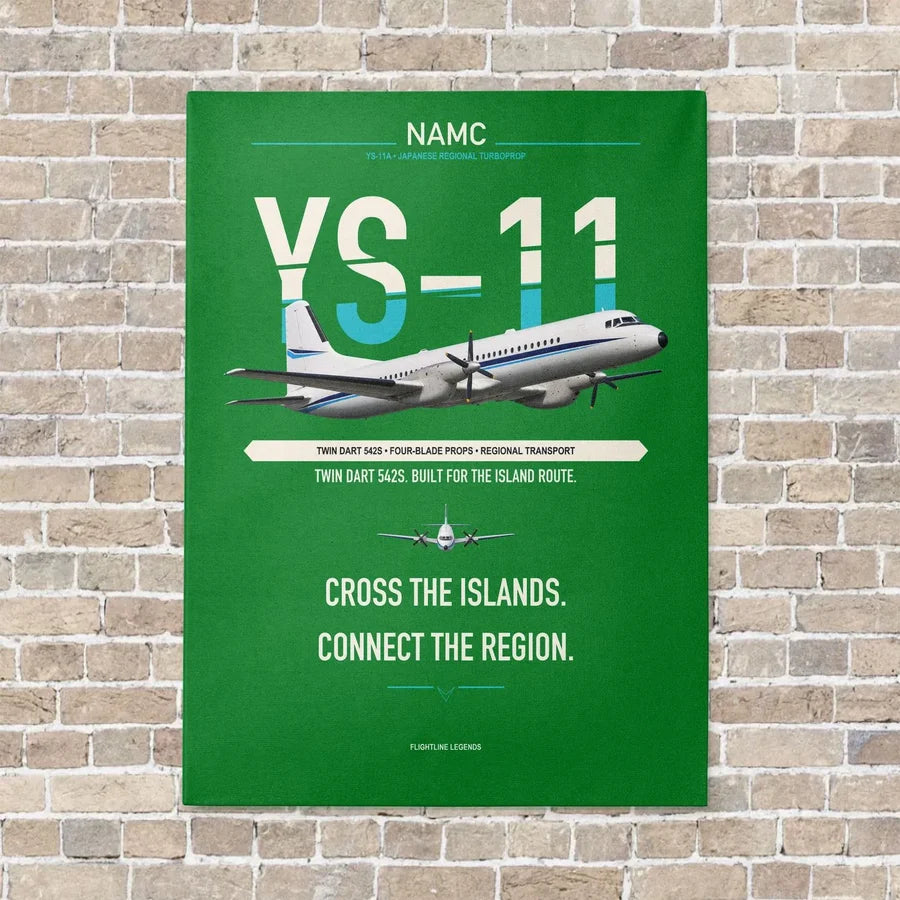 NAMC YS-11A vertical canvas print - no frame - green background