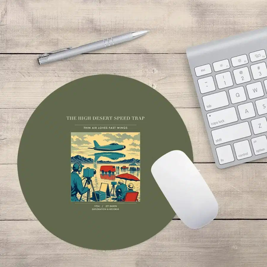 VINTAGE G4295 - The High Desert Speed Trap - Designed Mouse Pads design on greenarmy round
