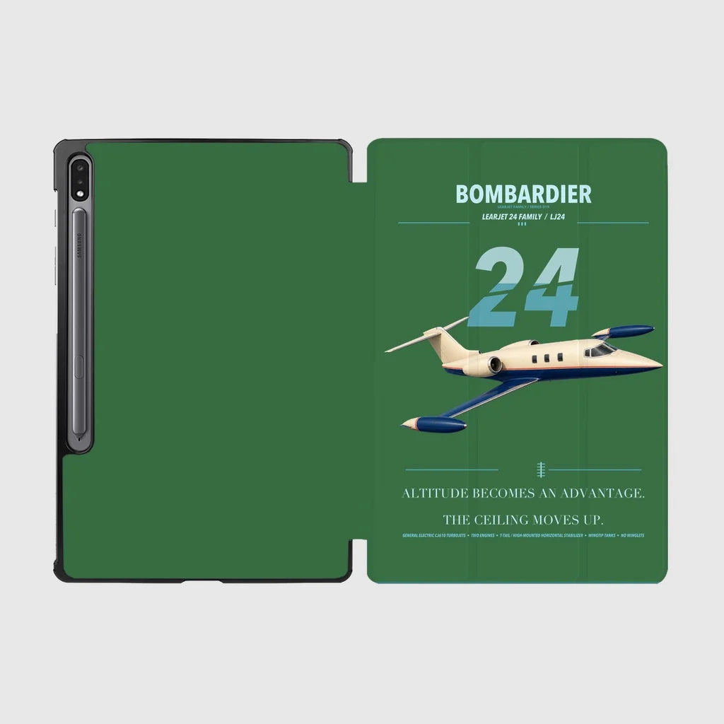 Bombardier Learjet 24 design on green samsung tablet tablet case