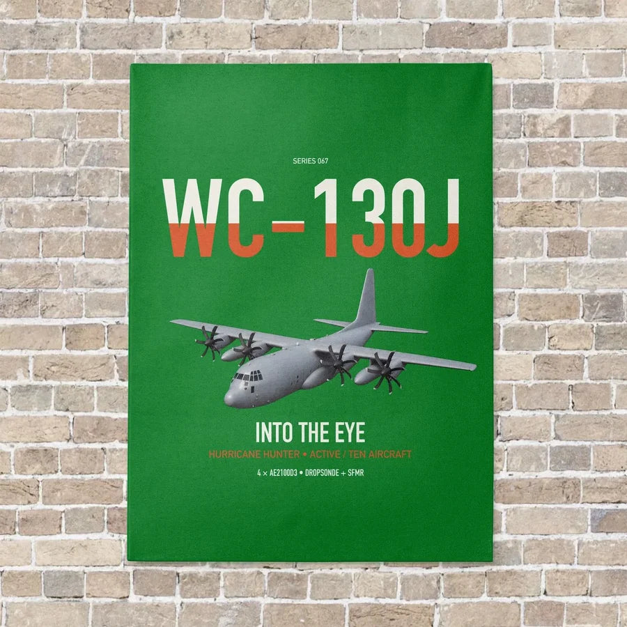 WC-130J Hurricane Hunter vertical canvas print - no frame - green background