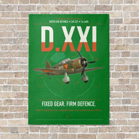Thumbnail for Fokker D.XXI — Dutch LVA aircraft 221 vertical canvas print - no frame - green background