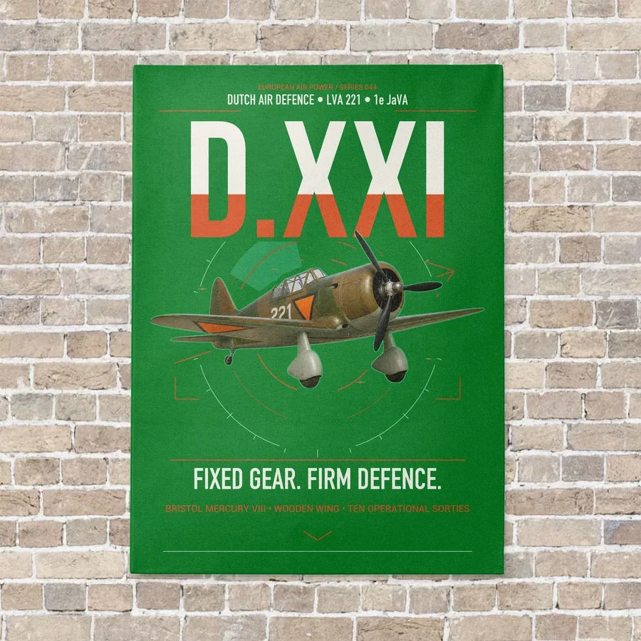 Fokker D.XXI — Dutch LVA aircraft 221 vertical canvas print - no frame - green background