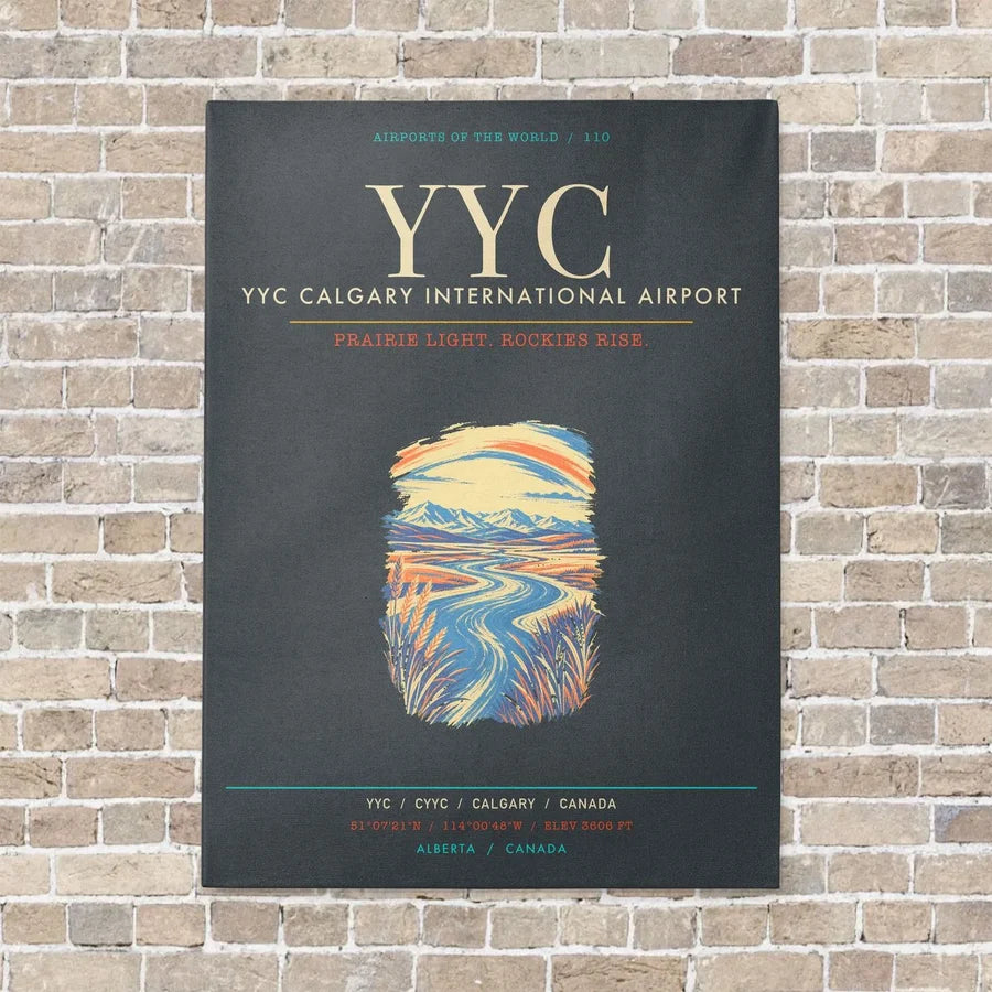 YYC Calgary International Airport - Canvas Framed - Gray
