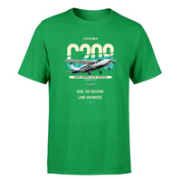 Thumbnail for Cessna 208 Caravan design on green t-shirt, single-side print