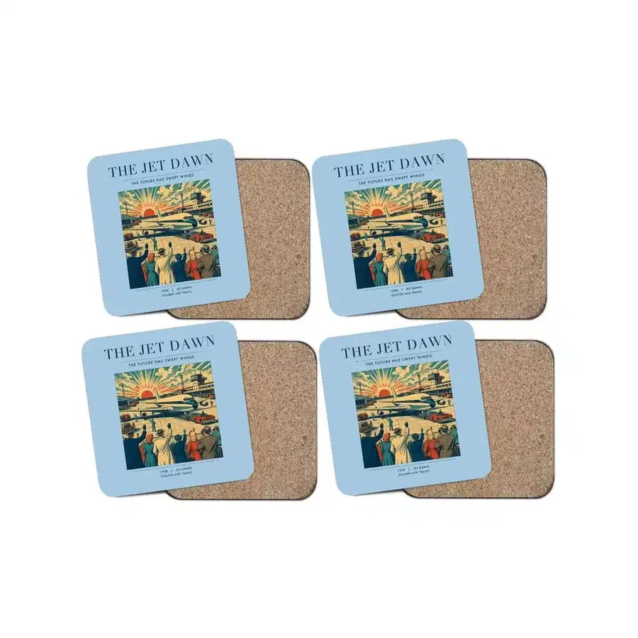 The Jet Dawn - Designed Coasters design on light blue 4-pieces-set