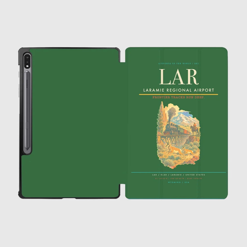 Laramie Regional Airport (LAR) design on green samsung tablet tablet case