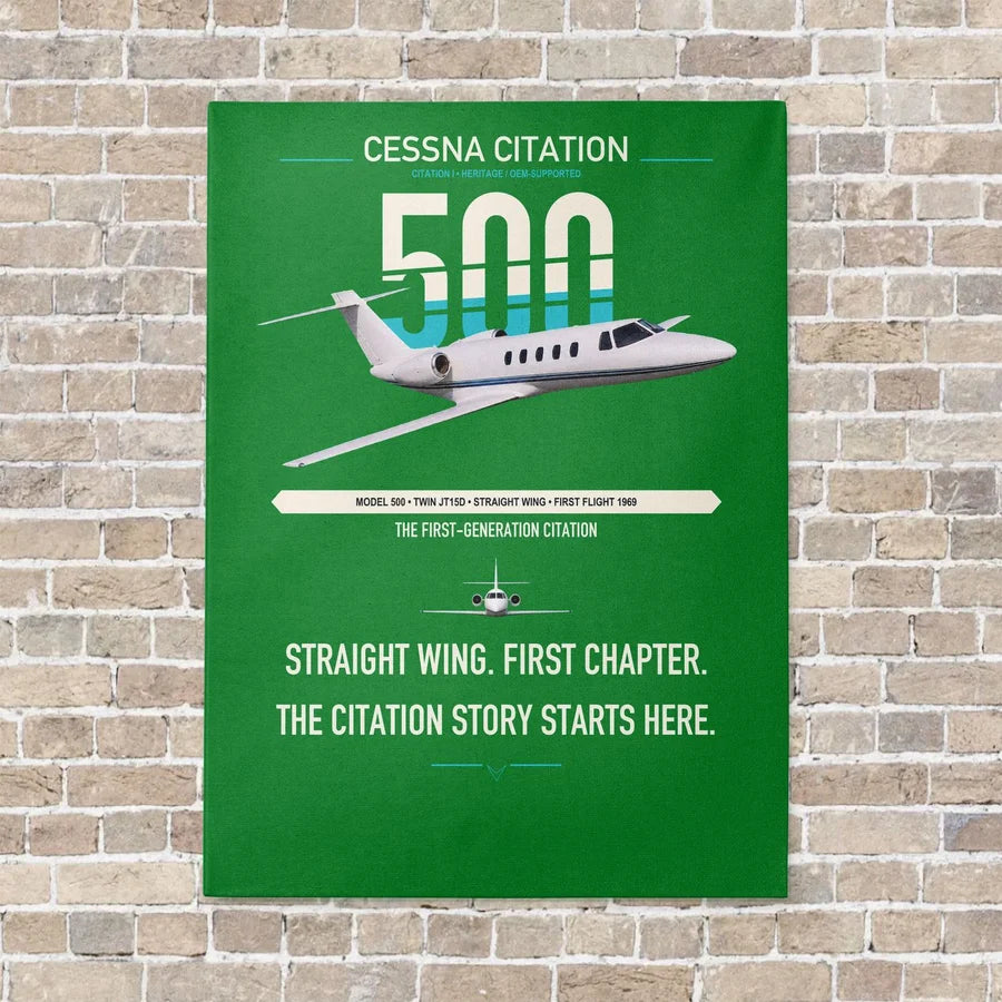 Cessna Citation 500 - Citation I vertical canvas print - no frame - green background