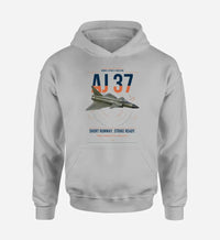 Thumbnail for Saab AJ 37 Viggen design on light gray double-side hoodie, single-side print