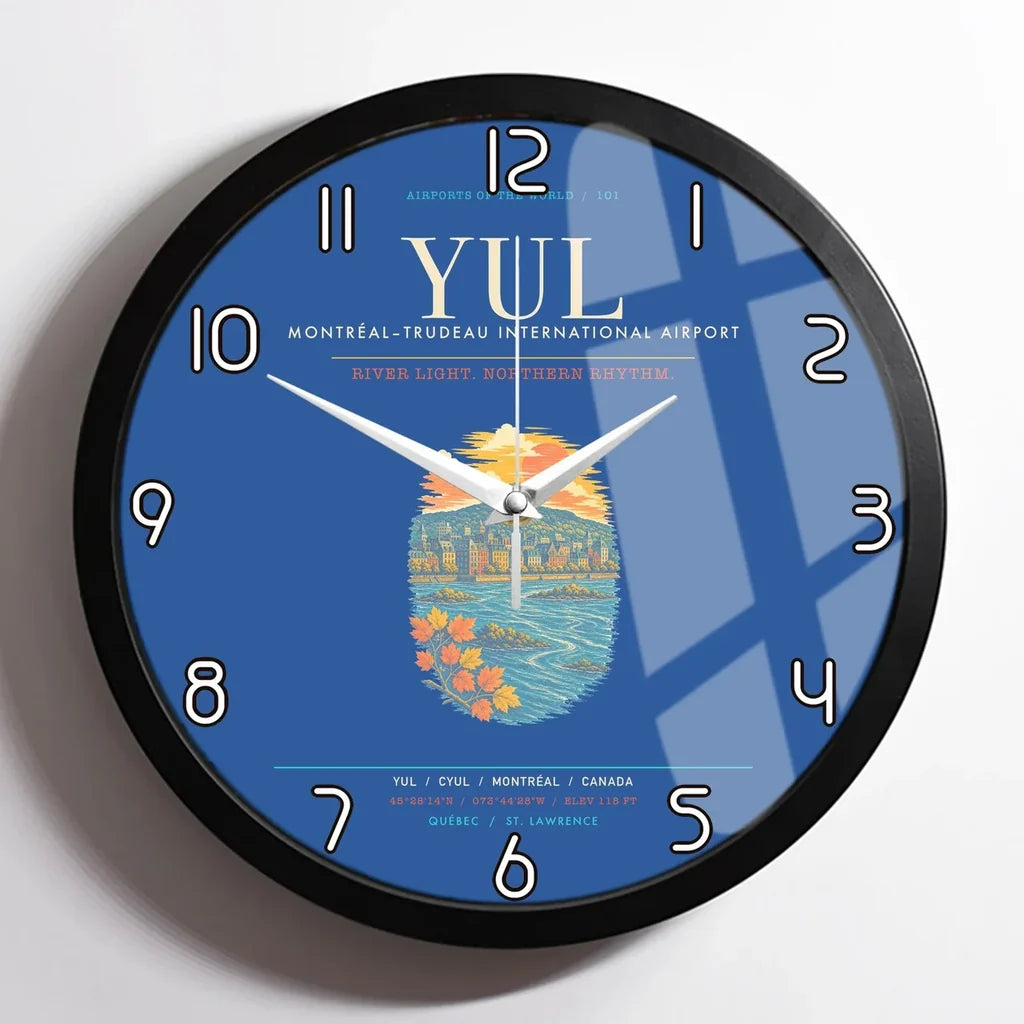 MontrealTrudeau International Airport YUL Wall-Clock Framed - Blue