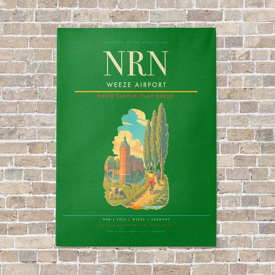 Weeze Airport NRN vertical canvas print - no frame - green background