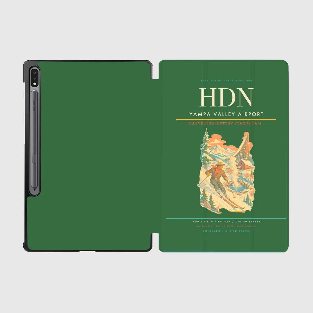 Yampa Valley Airport (HDN) design on green samsung tablet tablet case