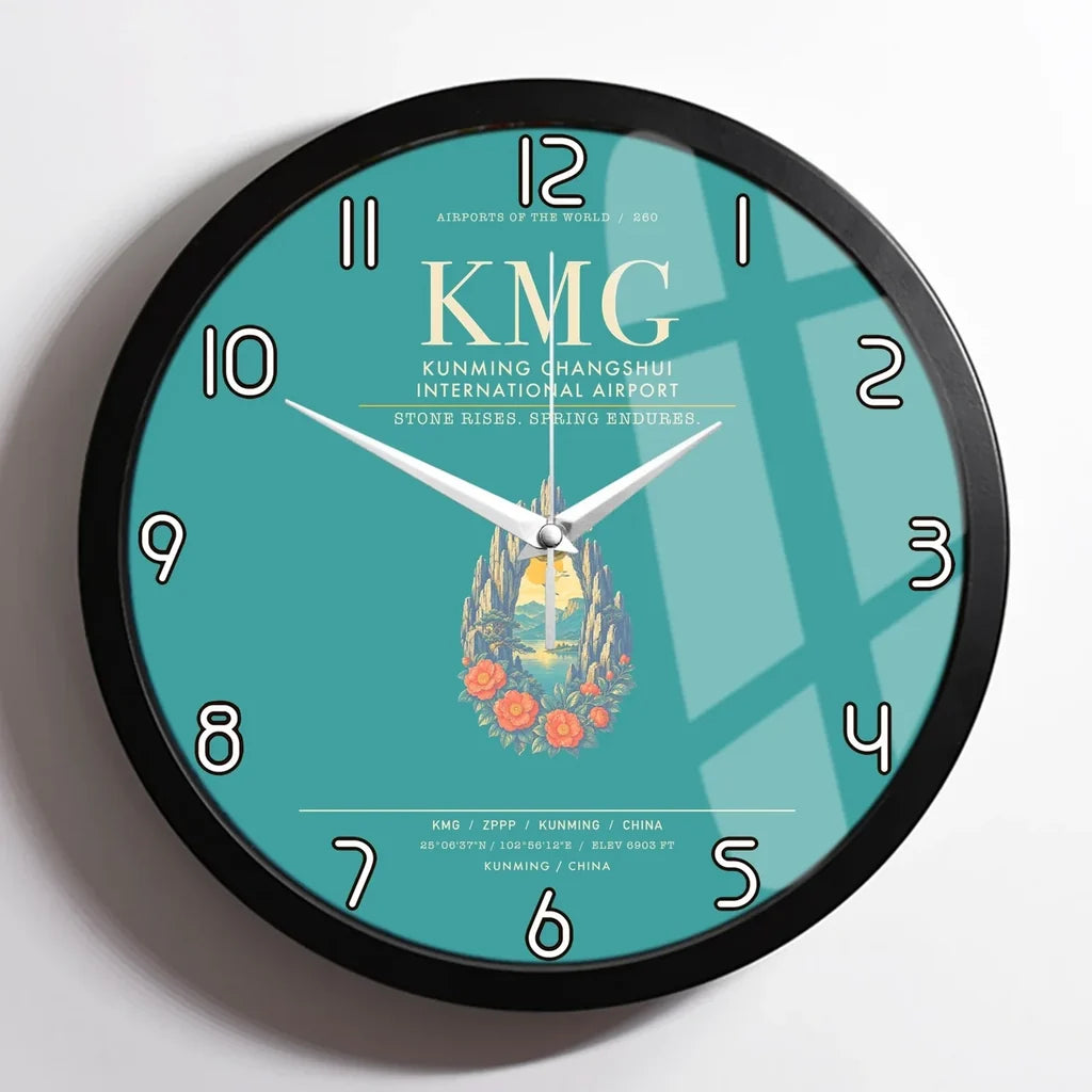 Kunming Changshui International Airport KMG Wall-Clock Framed - Turquoise
