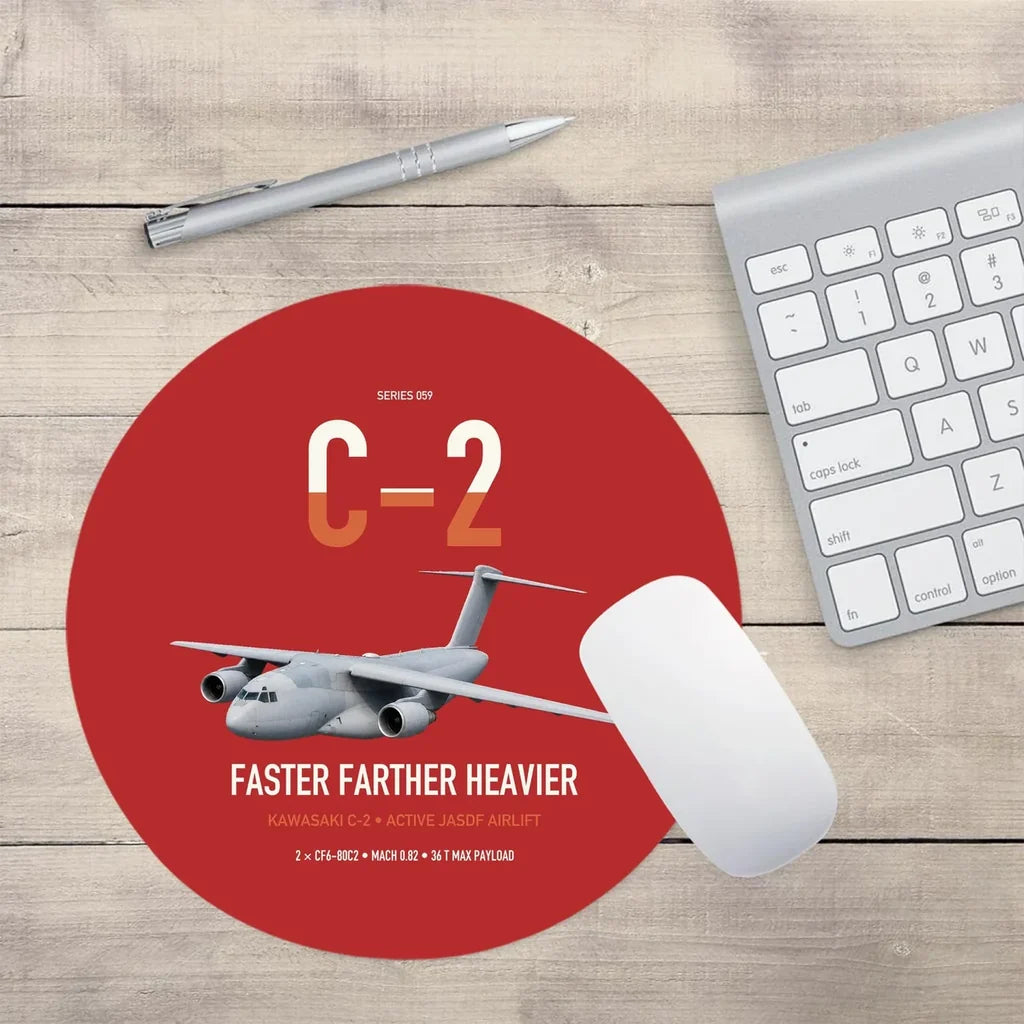Kawasaki C-2 design on red round mouse pad