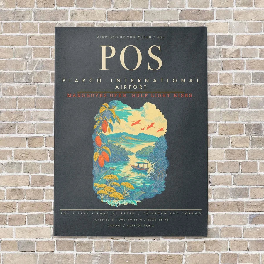 Piarco International Airport POS - Canvas Framed - Gray