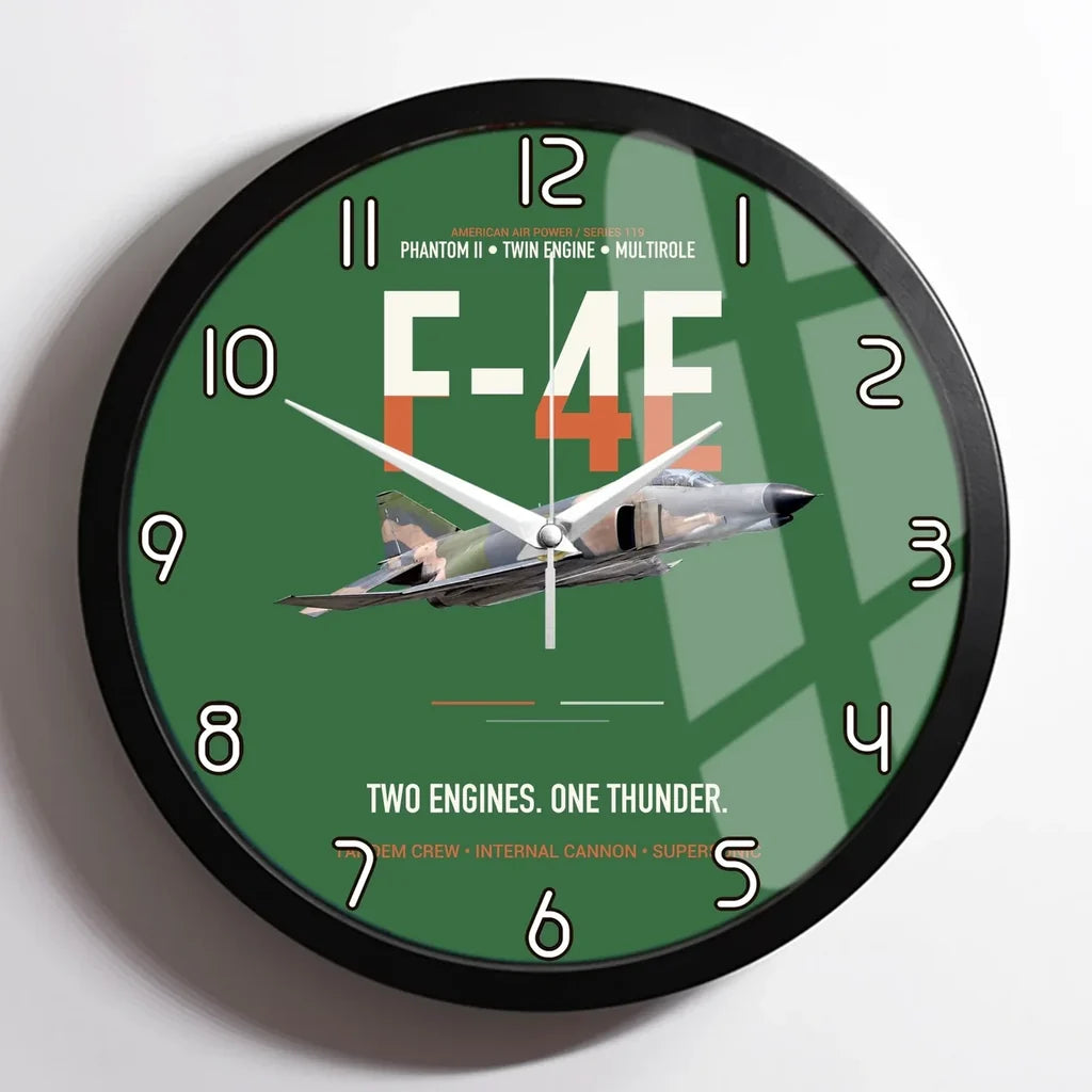 F-4E Phantom II Two Engines One Thunder design on green framed wall clock