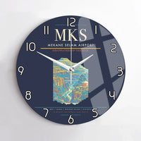 Thumbnail for Mekane Selam Airport MKS Wall-Clock No-Frame - Navy Blue