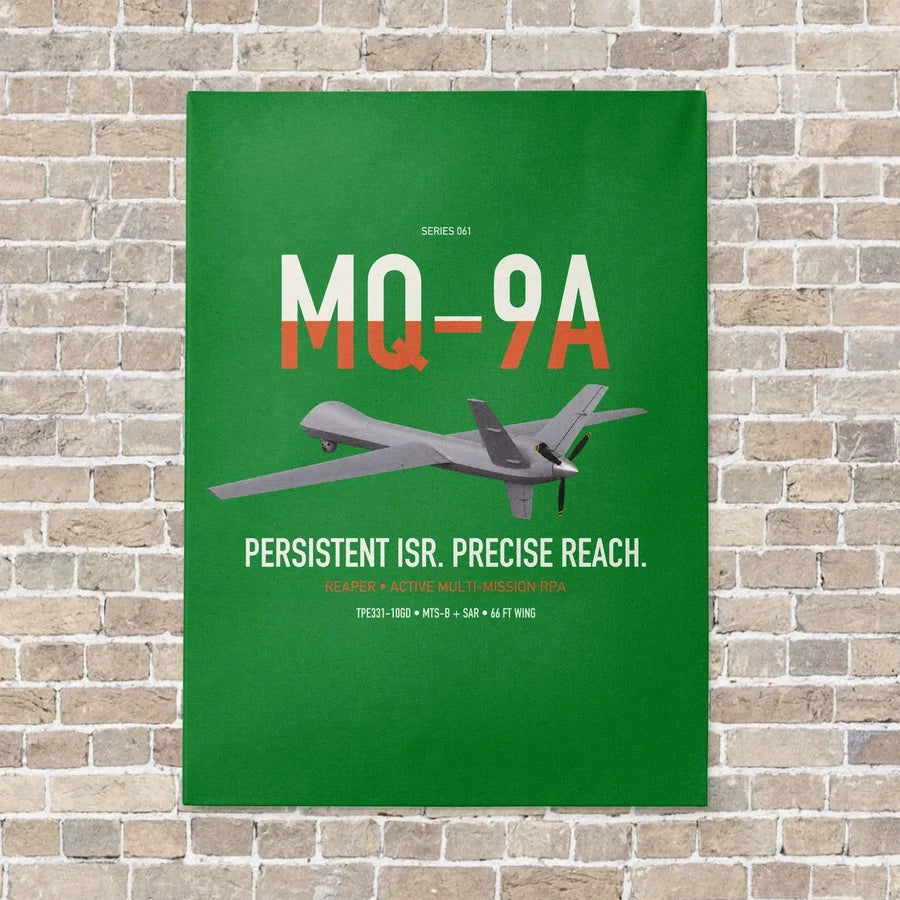 MQ-9A Reaper vertical canvas print - no frame - green background