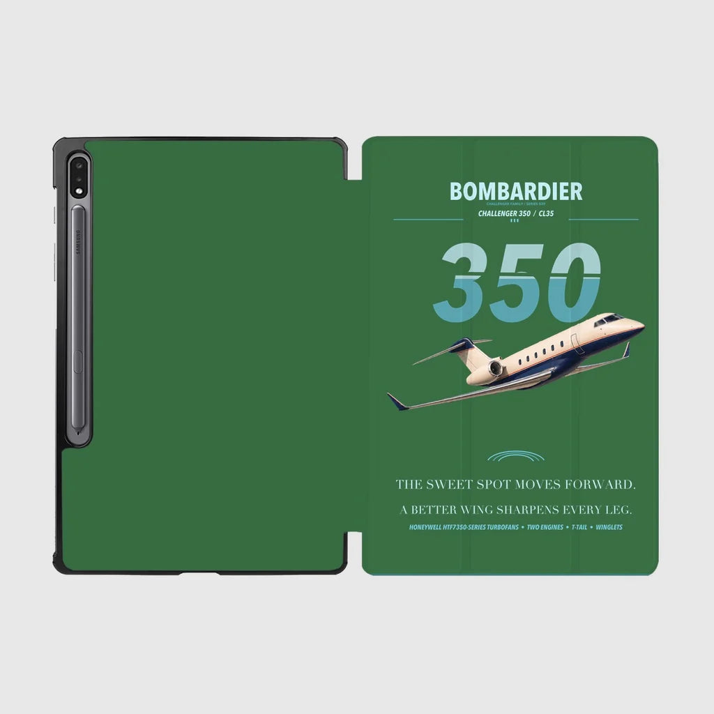 Bombardier Challenger 350 design on green samsung tablet tablet case
