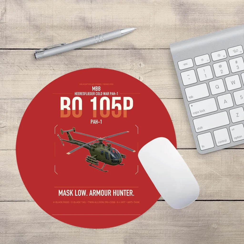 MBB BO 105P PAH-1 design on red round mouse pad