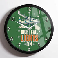 Thumbnail for Night Call Lights On design on green framed wall clock
