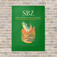 Thumbnail for Sibiu International Airport SBZ vertical canvas print - no frame - green background