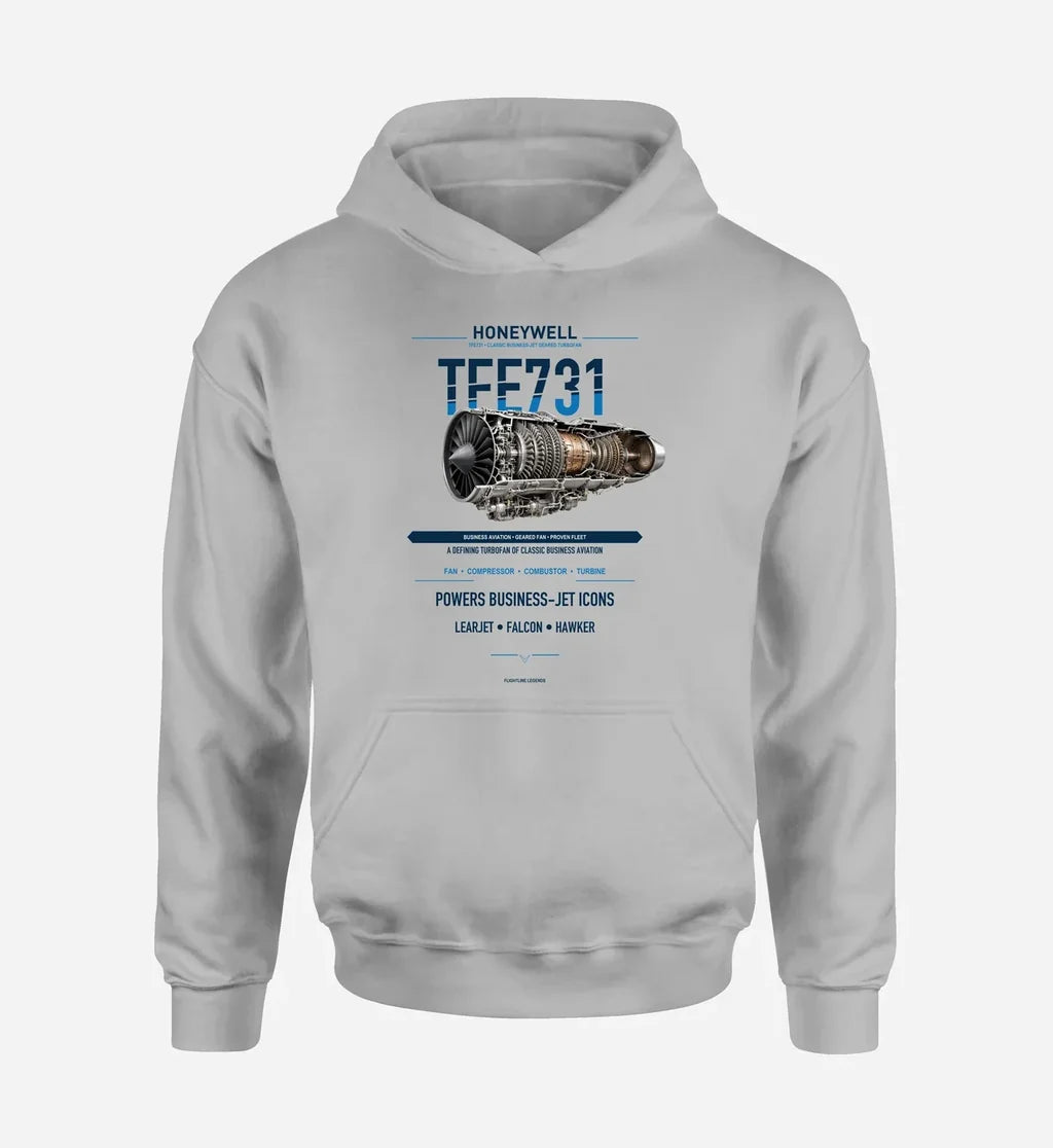 TFE731 design on light gray hoodie single side