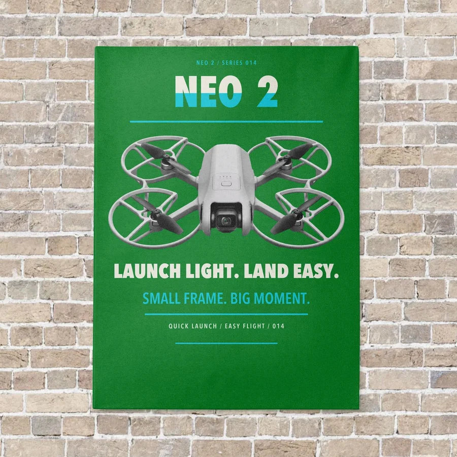 DJI Neo 2 vertical canvas print - no frame - green background