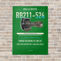 Thumbnail for RB211-524 vertical canvas print - no frame - green background