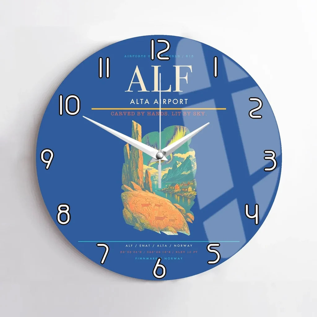 Alta Airport ALF Wall-Clock No-Frame - Blue