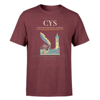 Thumbnail for Cheyenne Regional Airport (CYS) T-Shirt single-side front print in Dark Red | cheyenne-regional-airport-cys-double-side-t-shirt