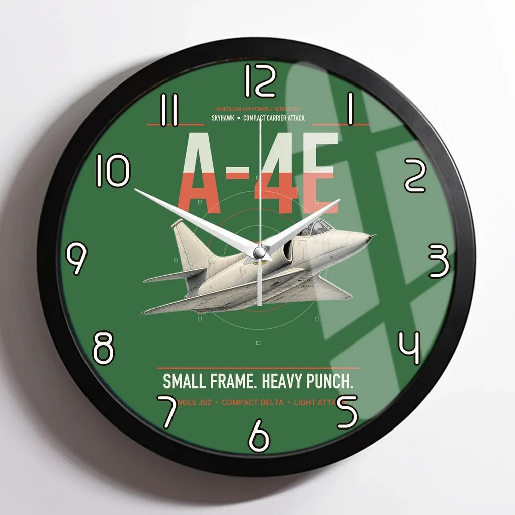 A-4E Skyhawk design on green framed wall clock