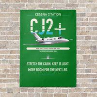 Thumbnail for Cessna Citation CJ2+ vertical canvas print - no frame - green background