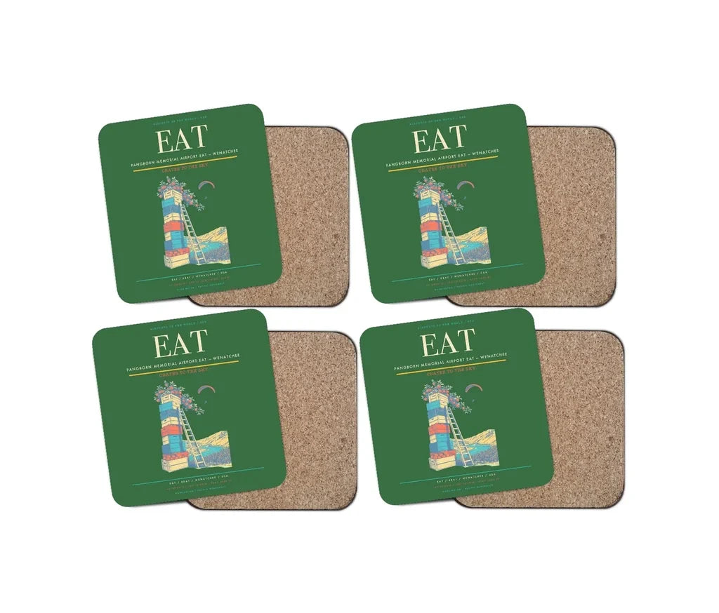 Pangborn Memorial Airport (EAT) design on green 4 pieces set coaster