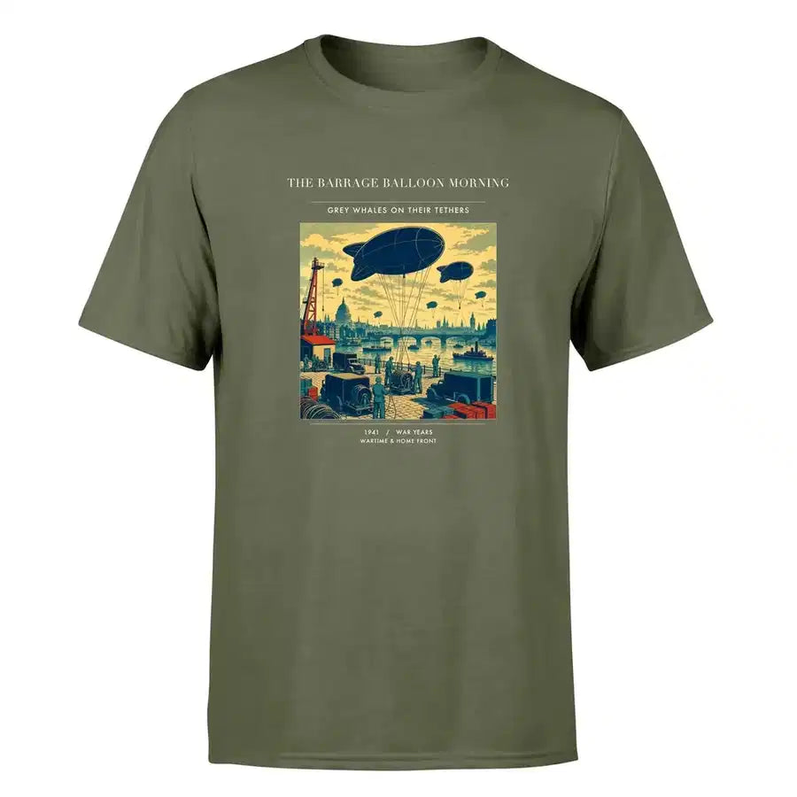 VINTAGE G4521 - The Barrage Balloon Morning - Premium T-Shirt design on greenarmy premium t shirt