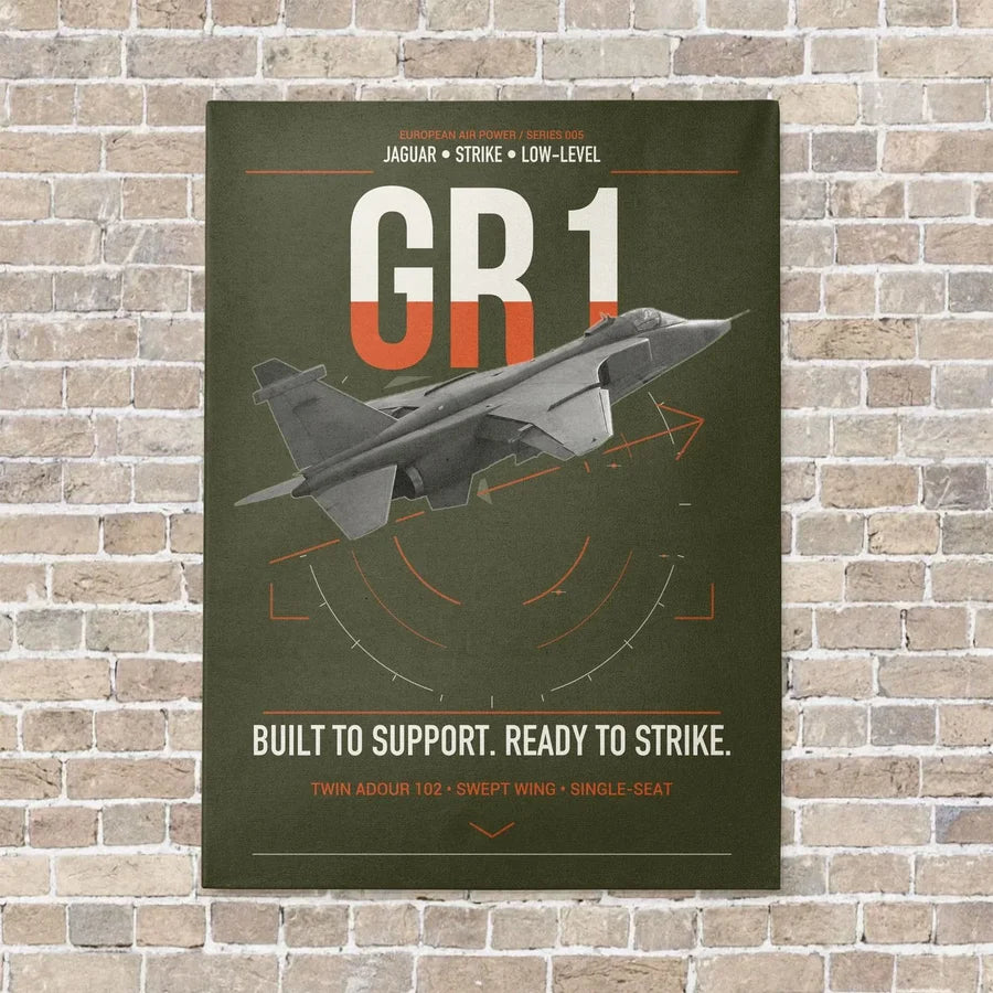 SEPECAT Jaguar GR1 vertical canvas print - no frame - green army background