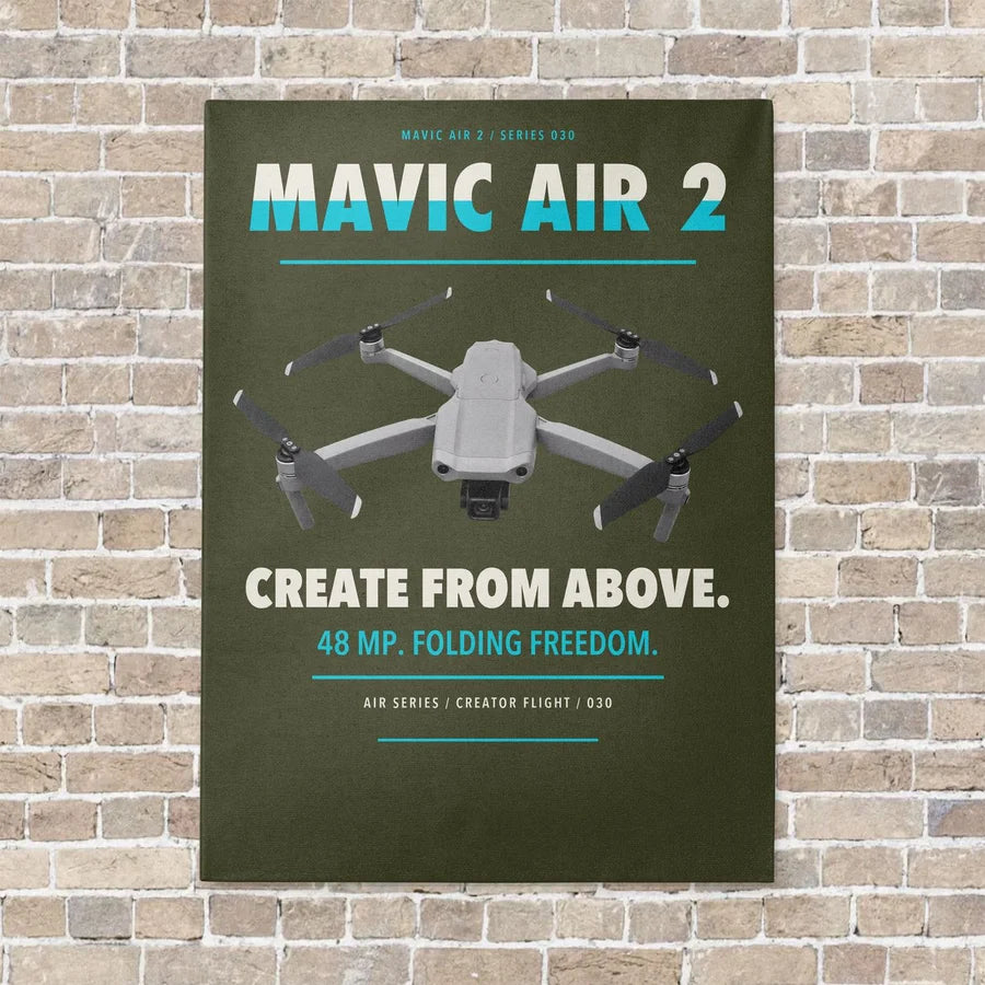 DJI Mavic Air 2 vertical canvas print - no frame - green army background