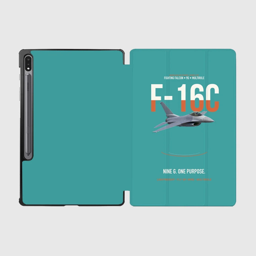 F-16C Fighting Falcon Nine G One Purpose design on turquoise samsung tablet tablet case