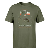 Thumbnail for Sikorsky CH-54A Tarhe design on green army t-shirt, single-side print