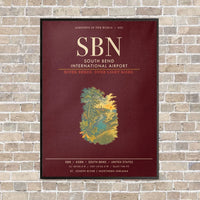 Thumbnail for South Bend International Airport SBN - Canvas Framed - Dark Red