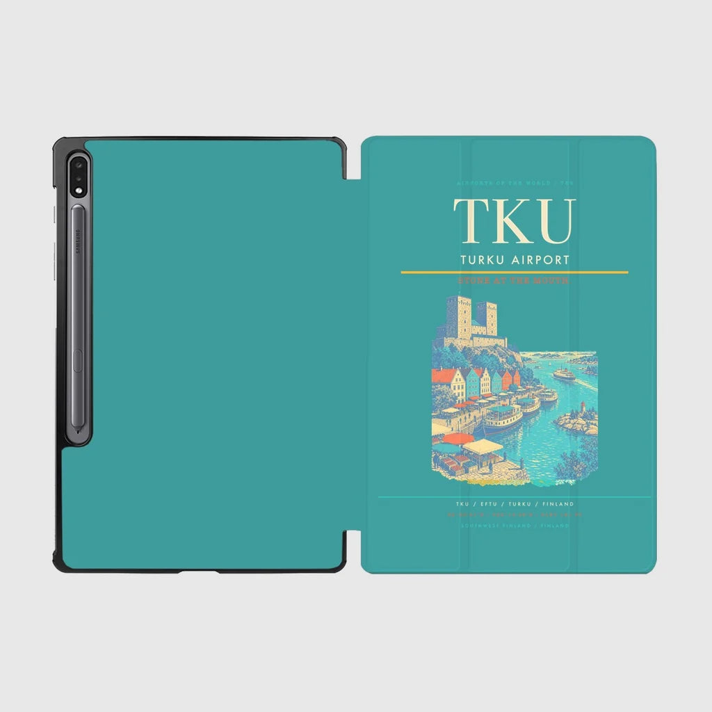 Turku Airport (TKU) design on turquoise samsung tablet tablet case
