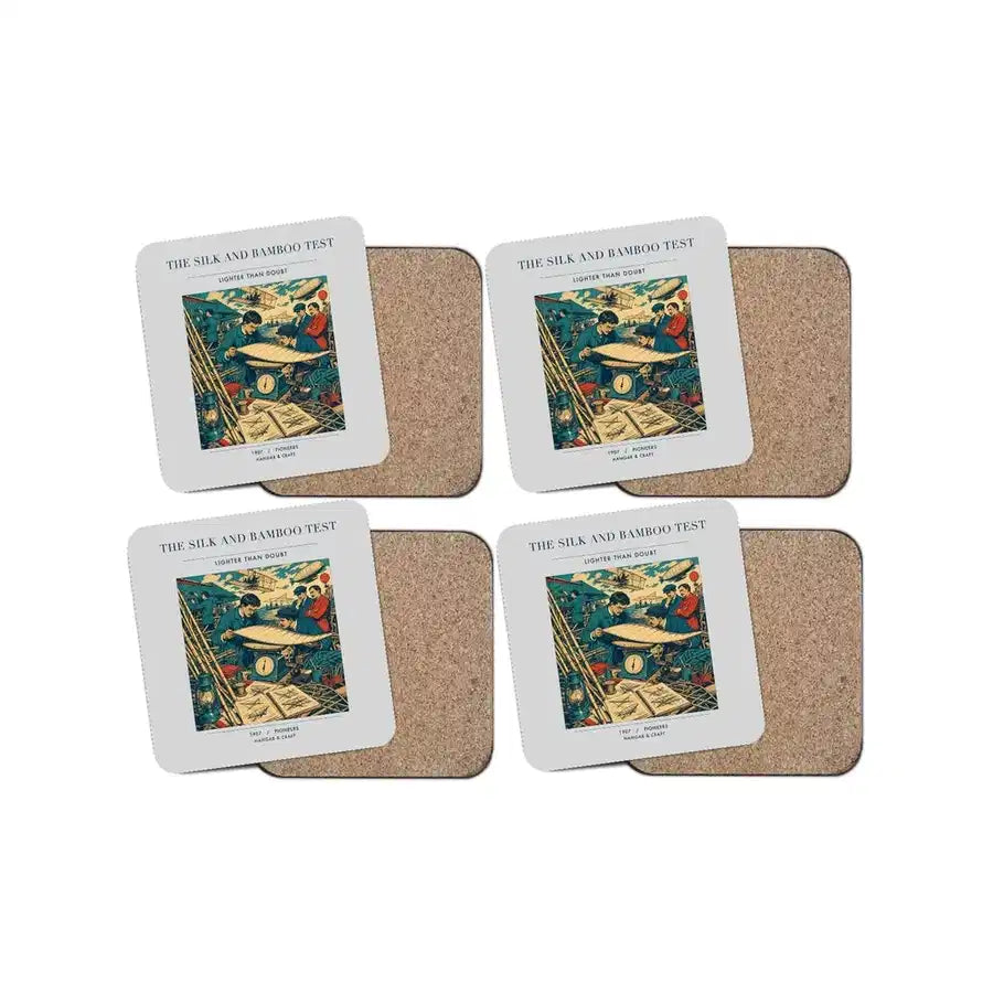 The Silk And Bamboo Test - Designed Coasters design on light gray 4-pieces-set
