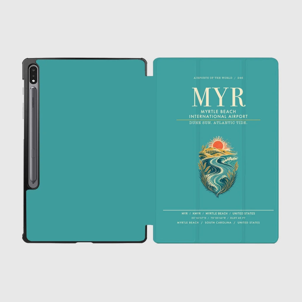 Myrtle Beach International Airport (MYR) design on turquoise samsung tablet tablet case