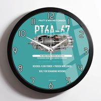 Thumbnail for PT6A-67 design on turquoise framed wall clock