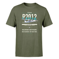 Thumbnail for Tecnam P2012 Traveller design on green army t-shirt, single-side print