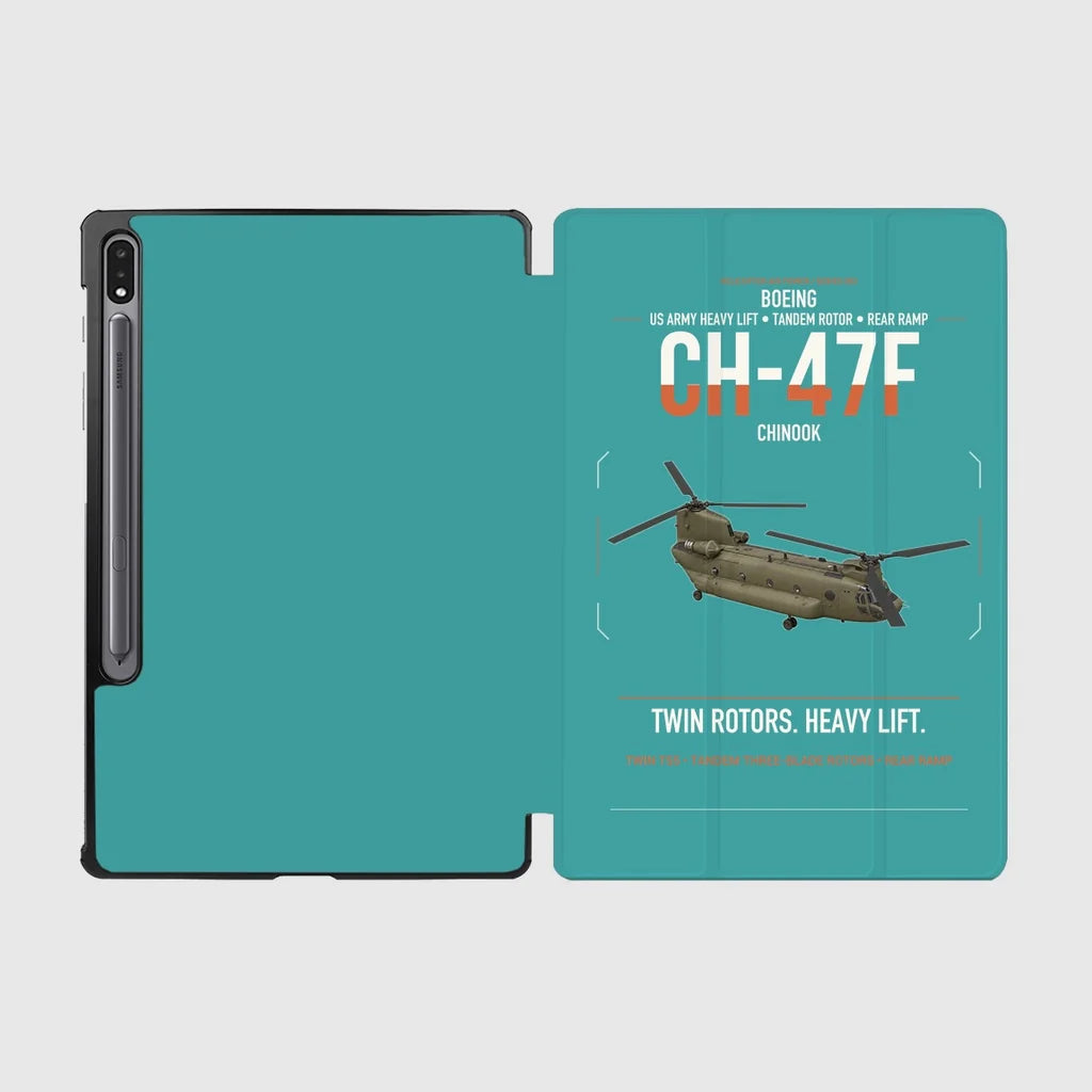 Boeing CH-47F Chinook design on turquoise samsung tablet tablet case