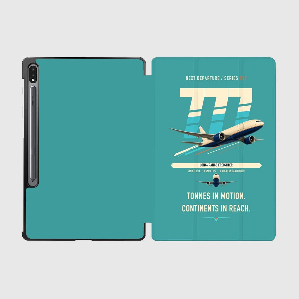 Boeing 777F design on turquoise samsung tablet tablet case