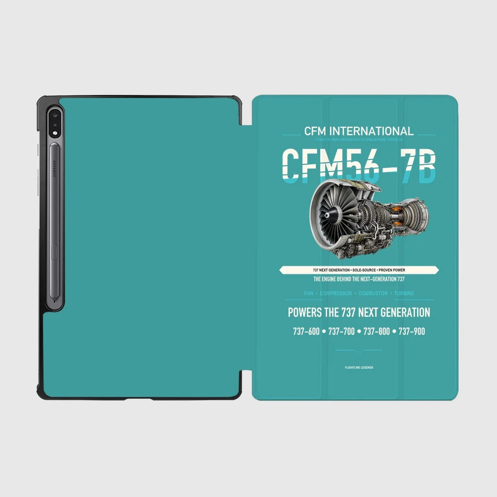CFM56-7B design on turquoise samsung tablet tablet case